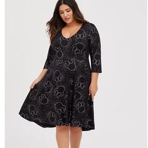 Mickey Mouse face high-low skater dress